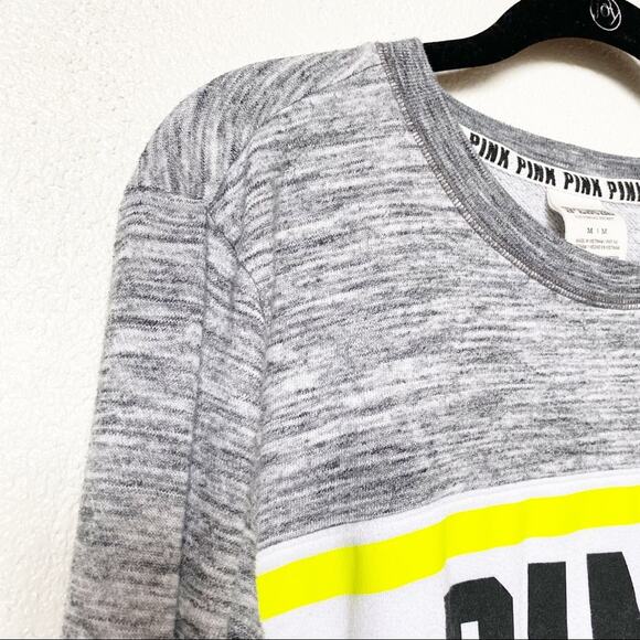 PINK Victoria’s Secret Logo Marled Sweatshirt Size Medium - Picture 3 of 9